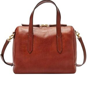 Fossil Cognac Leather Satchel & matching wallet